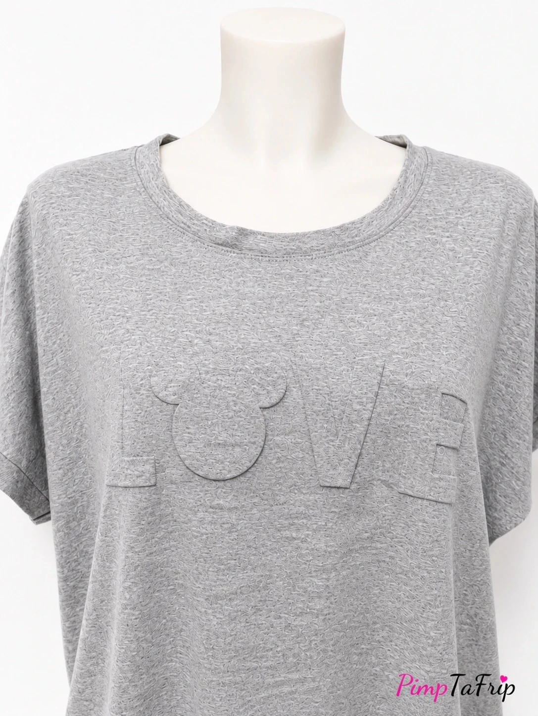 T-shirt “LOVE” en relief gris – Taille unique – photo 2